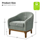 Fauteuil tonneau moderne Augus en bouclette avec pieds en bois massif par HULALA HOME
