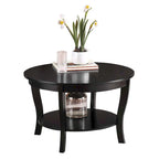 Table basse ronde avec étagère
