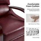 Fauteuil inclinable manuel Alex Mid-century Modern Cigar en cuir véritable avec accoudoirs incurvés en bois