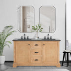 Meuble sous-vasque Hervas avec plateau en marbre naturel, sans miroir