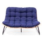 Causeuse double Papasan avec coussin, rotin PE tout temps et cadre en métal pour l'intérieur et l'extérieur