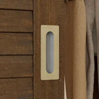 Armoire-penderie marron avec tiroirs, tringle et 4 portes coulissantes