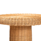 Table d'appoint Avalon en rotin naturel - Table en osier tressé à la main avec base à jupe, style côtier pour salon ou couloir