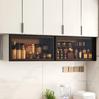 Vaisselier de cuisine en verre mural flottant en métal gris