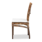 Chaise de salle à manger Laluna en rotin et bois d'acajou de style bohème moderne avec coussin