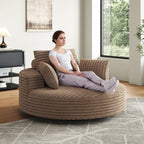 Fauteuil pivotant simple en velours côtelé et chenille avec rembourrage en mousse
