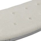Banc rembourré capitonné beige avec pieds en bois - 55L x 20H