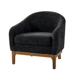 Fauteuil tonneau moderne Augus en bouclette avec pieds en bois massif par HULALA HOME