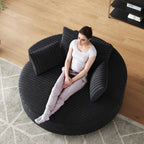 Fauteuil pivotant simple en velours côtelé et chenille avec rembourrage en mousse