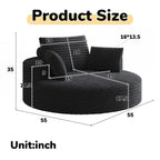 Fauteuil pivotant simple en velours côtelé et chenille avec rembourrage en mousse