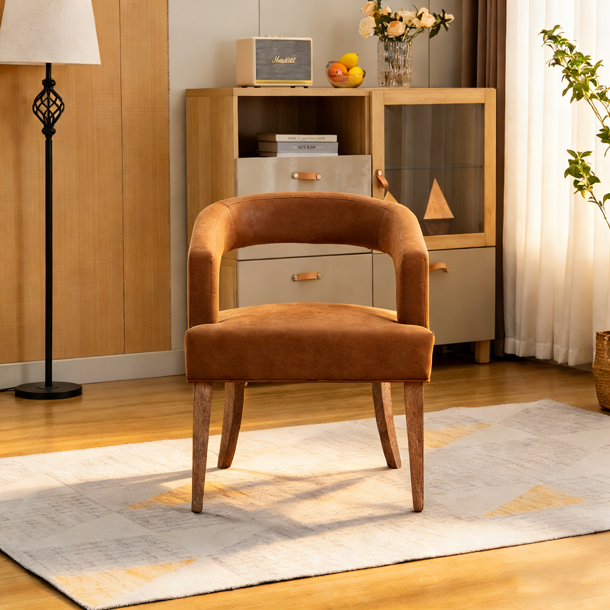 Modern Style Barrel-Back Upholstered Lounge Chair