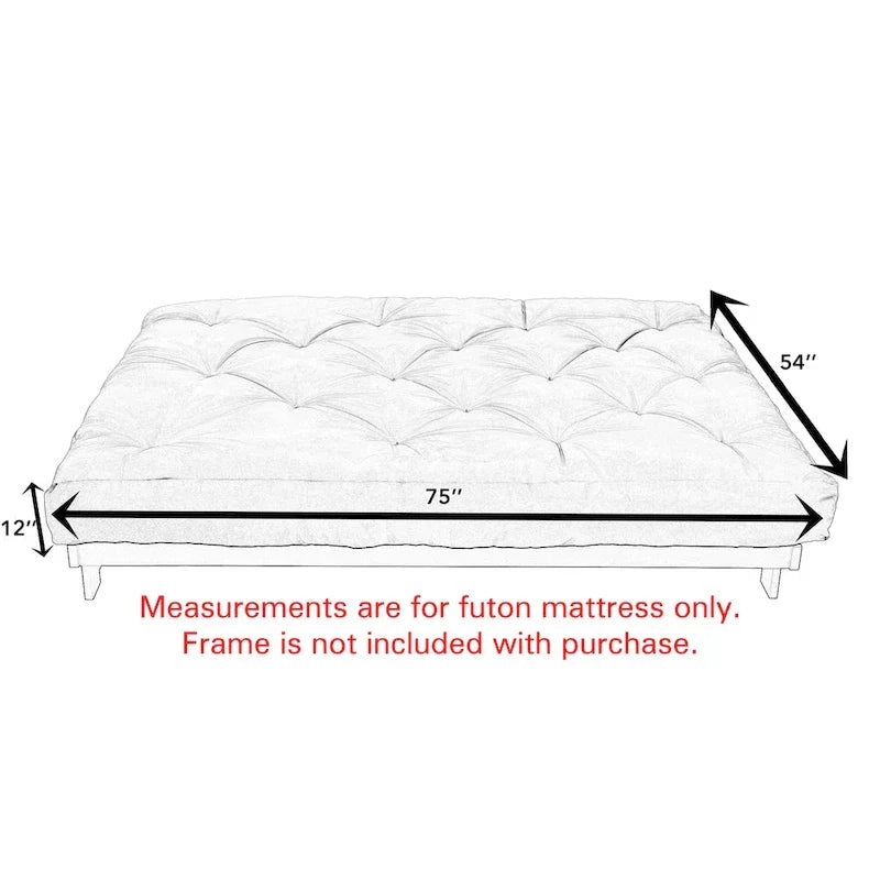 Matelas de futon pleine grandeur de 12 pouces (matelas seulement)