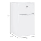 Mini-réfrigérateur HOMCOM à deux portes avec congélateur, réfrigérateur compact de 3,2 pi³ avec étagère réglable, thermostat réglable