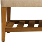 Banc rembourré en polyester beige et marron de 40 pouces (avec étagère de rangement)