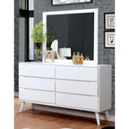 Commode et miroir de style Mid-Century Modern, 6 tiroirs (2 pièces)