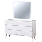 Commode et miroir de style Mid-Century Modern, 6 tiroirs (2 pièces)