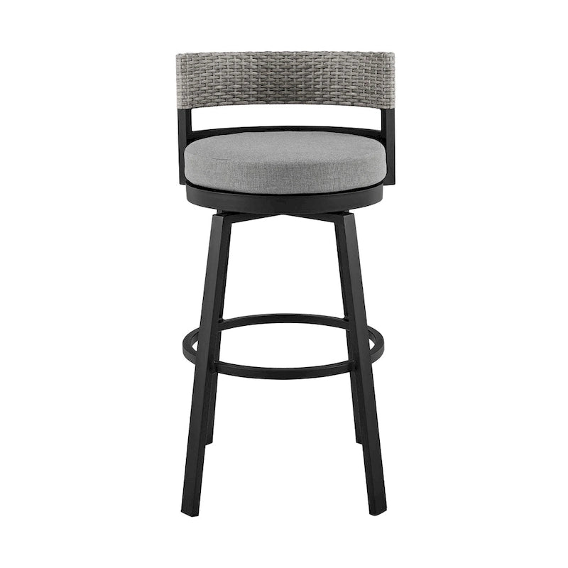 30-Inch Modern Outdoor Patio Swivel Bar Stool — Aluminum, Gray, Black