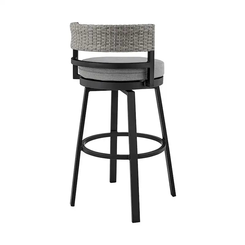 30-Inch Modern Outdoor Patio Swivel Bar Stool — Aluminum, Gray, Black