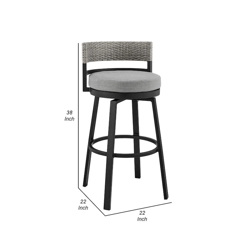 30-Inch Modern Outdoor Patio Swivel Bar Stool — Aluminum, Gray, Black