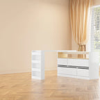 Commode de chambre à 4 tiroirs avec coiffeuse et bahut, blanc