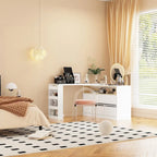 Commode de chambre à 4 tiroirs avec coiffeuse et bahut, blanc