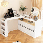 Commode de chambre à 4 tiroirs avec coiffeuse et bahut, blanc