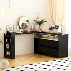 Commode de chambre à 4 tiroirs avec coiffeuse et bahut, blanc