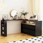 Commode de chambre à 4 tiroirs avec coiffeuse et bahut, blanc