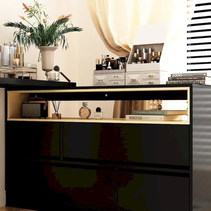 Commode de chambre à 4 tiroirs avec coiffeuse et bahut, blanc