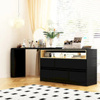 Commode de chambre à 4 tiroirs avec coiffeuse et bahut, blanc