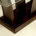 Table de salle à manger moderne de 183 cm avec plateau en verre (finition merisier)