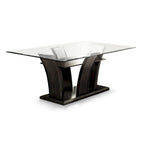 Table de salle à manger moderne de 183 cm avec plateau en verre (finition merisier)