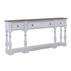 Console de table de 72 pouces pour entrée – Blanc antique et écorce vieillie