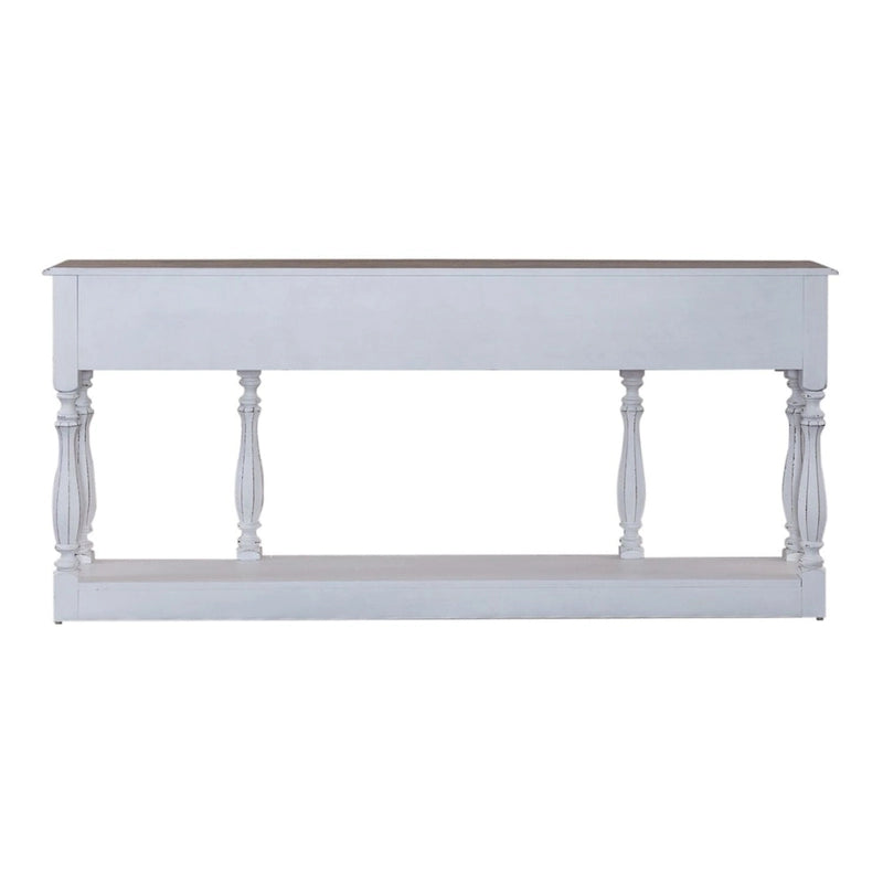 Console de table de 72 pouces pour entrée – Blanc antique et écorce vieillie