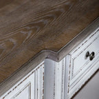 Console de table de 72 pouces pour entrée – Blanc antique et écorce vieillie