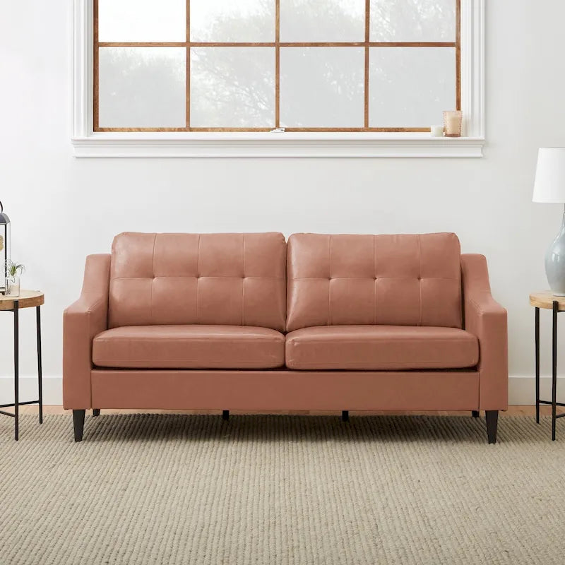 75 Fabric Sofa with Concave Curved Armrests