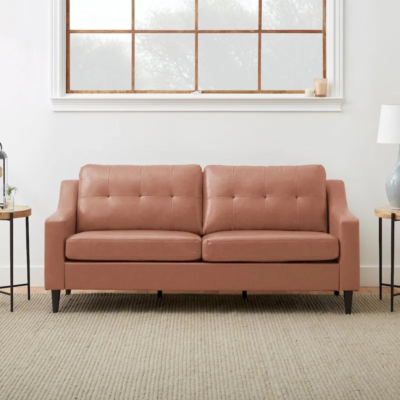 75 Fabric Sofa with Concave Curved Armrests