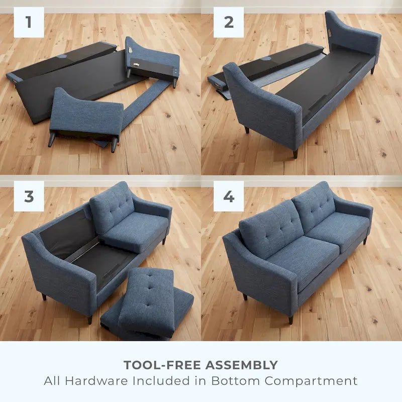 Canapé en tissu 75 avec accoudoirs incurvés concaves