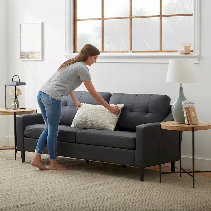 Canapé en tissu 75 avec accoudoirs incurvés concaves