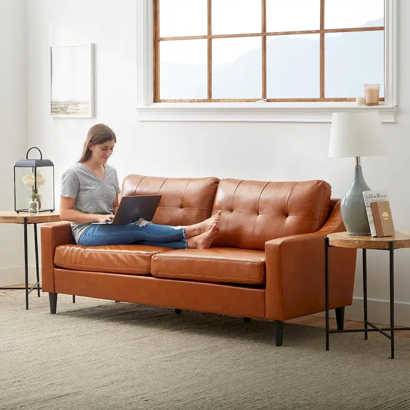 Canapé en tissu 75 avec accoudoirs incurvés concaves