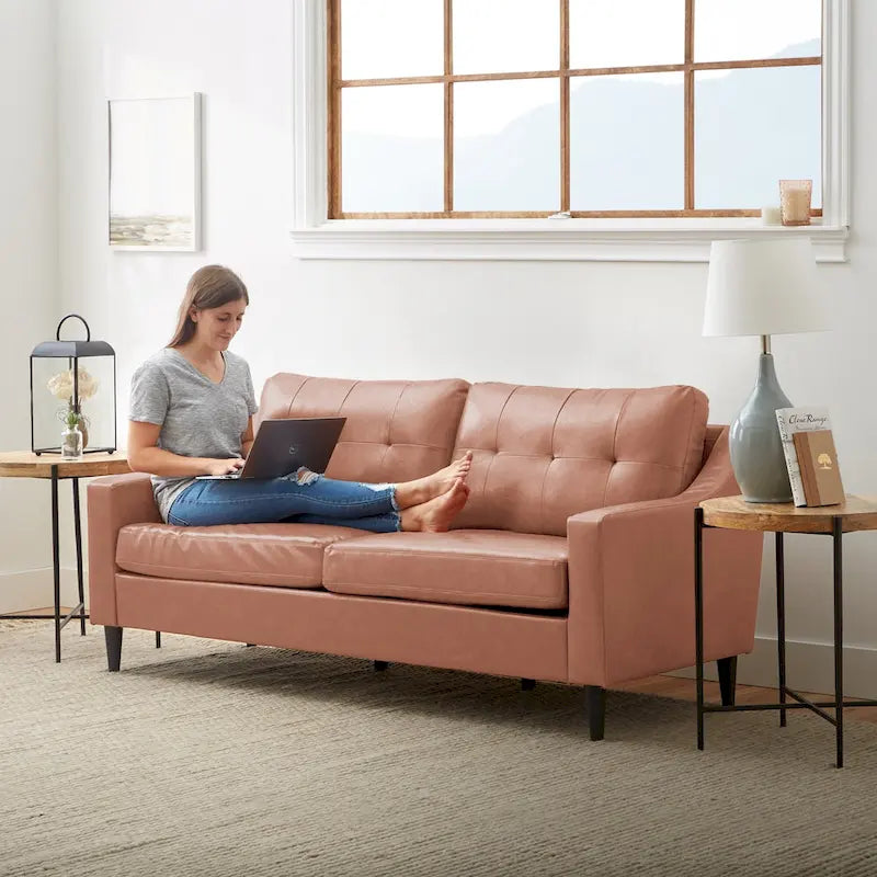 Canapé en tissu 75 avec accoudoirs incurvés concaves