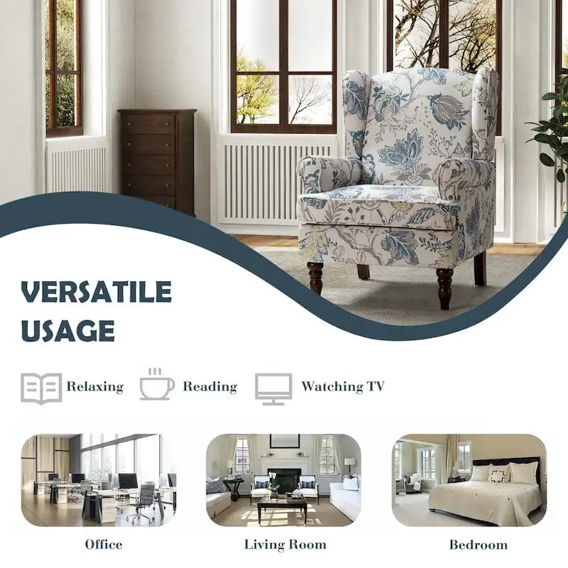 Traditional Fabric-Upholstered Armchairs (Turned Wood Legs, Set of 2)