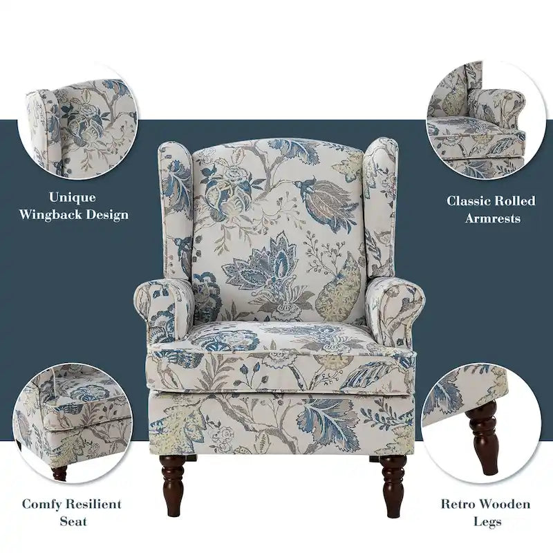 Traditional Fabric-Upholstered Armchairs (Turned Wood Legs, Set of 2)