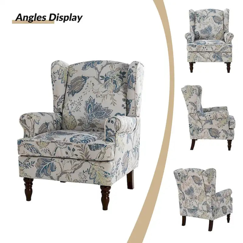 Traditional Fabric-Upholstered Armchairs (Turned Wood Legs, Set of 2)