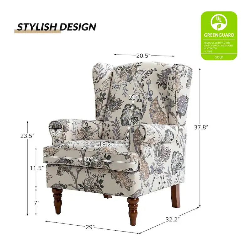 Traditional Fabric-Upholstered Armchairs (Turned Wood Legs, Set of 2)