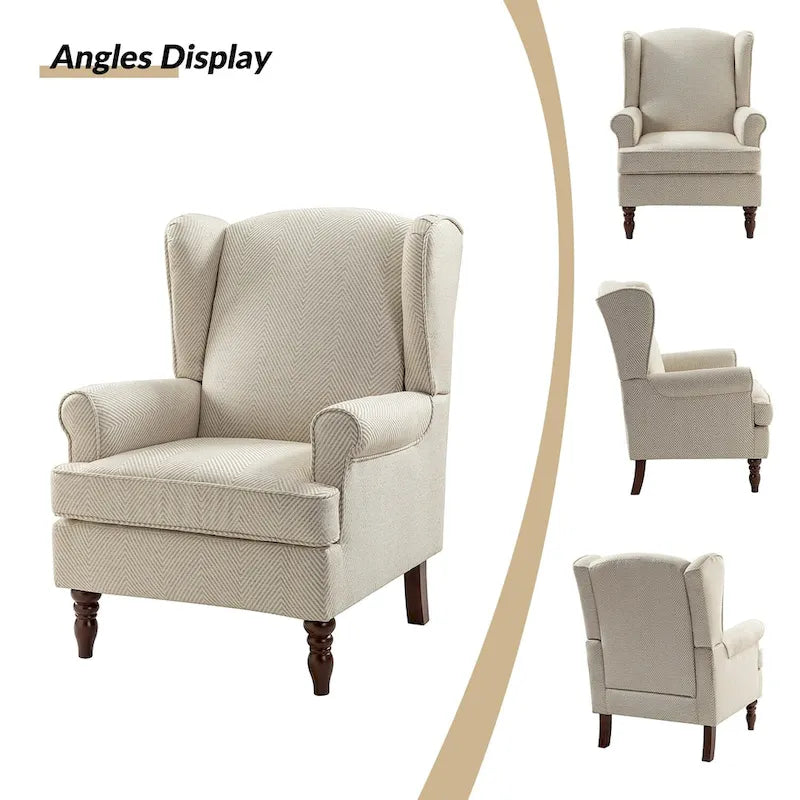 Traditional Fabric-Upholstered Armchairs (Turned Wood Legs, Set of 2)