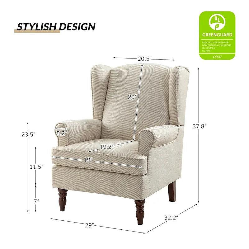 Traditional Fabric-Upholstered Armchairs (Turned Wood Legs, Set of 2)