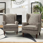 Traditional Fabric-Upholstered Armchairs (Turned Wood Legs, Set of 2)