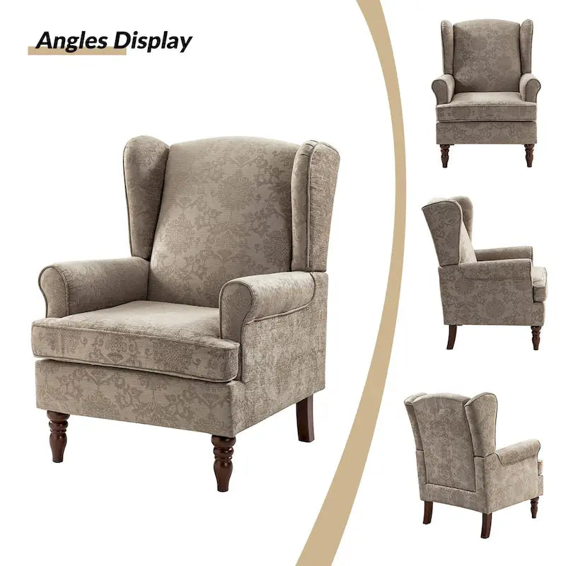 Traditional Fabric-Upholstered Armchairs (Turned Wood Legs, Set of 2)