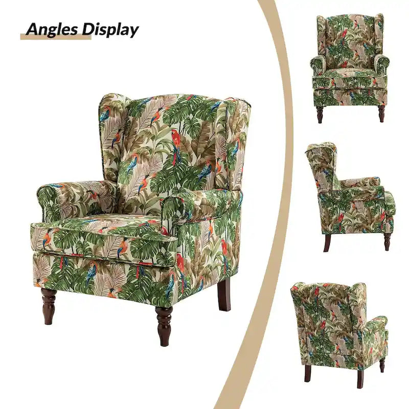 Traditional Fabric-Upholstered Armchairs (Turned Wood Legs, Set of 2)